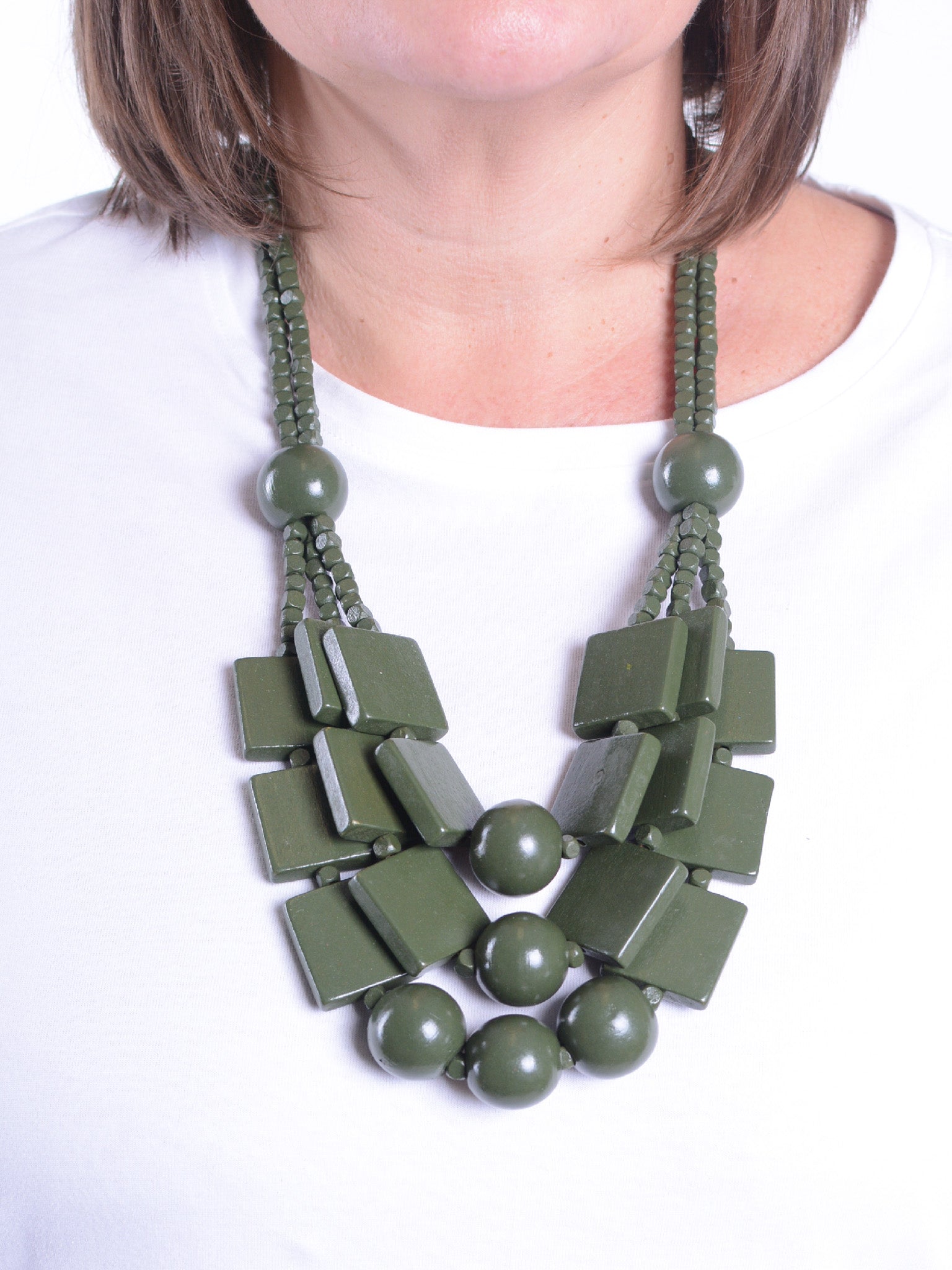 Lagenlook Necklace Khaki, Army Green  - LAGEN09, Necklaces & Pendants, Pure Plus Clothing, Lagenlook Clothing, Plus Size Fashion, Over 50 Fashion