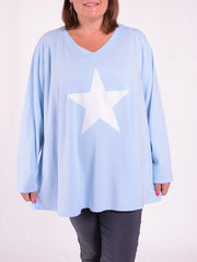 Cotton Swing Tee Shirt Long Sleeve - 20520 STAR, Tops & Shirts, Pure Plus Clothing, Lagenlook Clothing, Plus Size Fashion, Over 50 Fashion