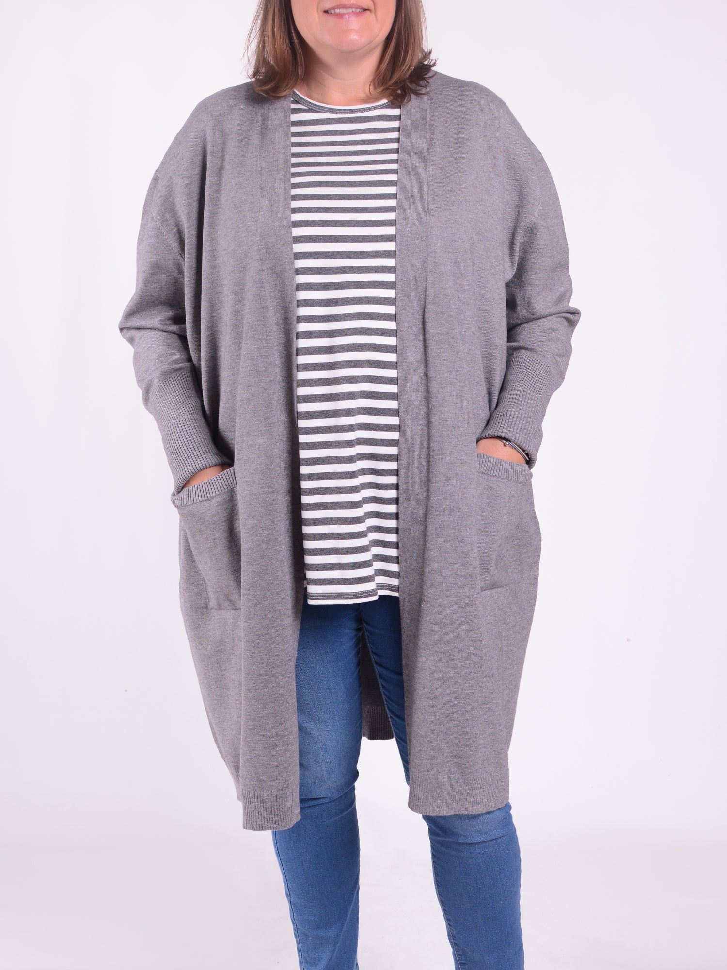 Soft Knit Longline Cardigan - CT1, Jumpers & Cardigans, Pure Plus Clothing, Lagenlook Clothing, Plus Size Fashion, Over 50 Fashion