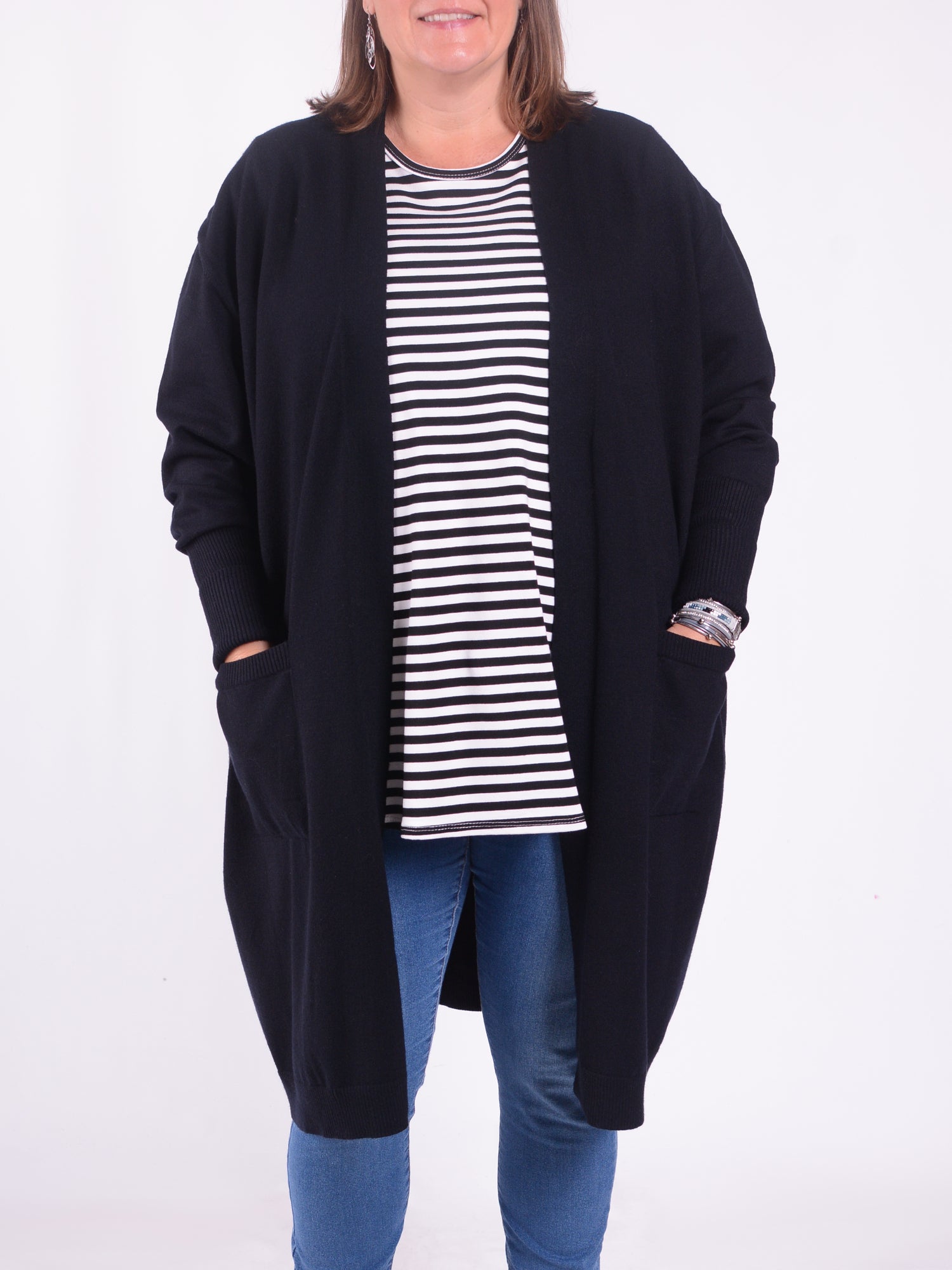 Soft Knit Longline Cardigan - CT1, Jumpers & Cardigans, Pure Plus Clothing, Lagenlook Clothing, Plus Size Fashion, Over 50 Fashion