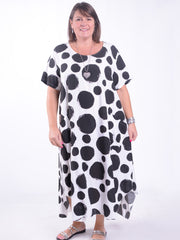 Asymmetric Spot Dress - 20110, Dresses, Pure Plus Clothing, Lagenlook Clothing, Plus Size Fashion, Over 50 Fashion