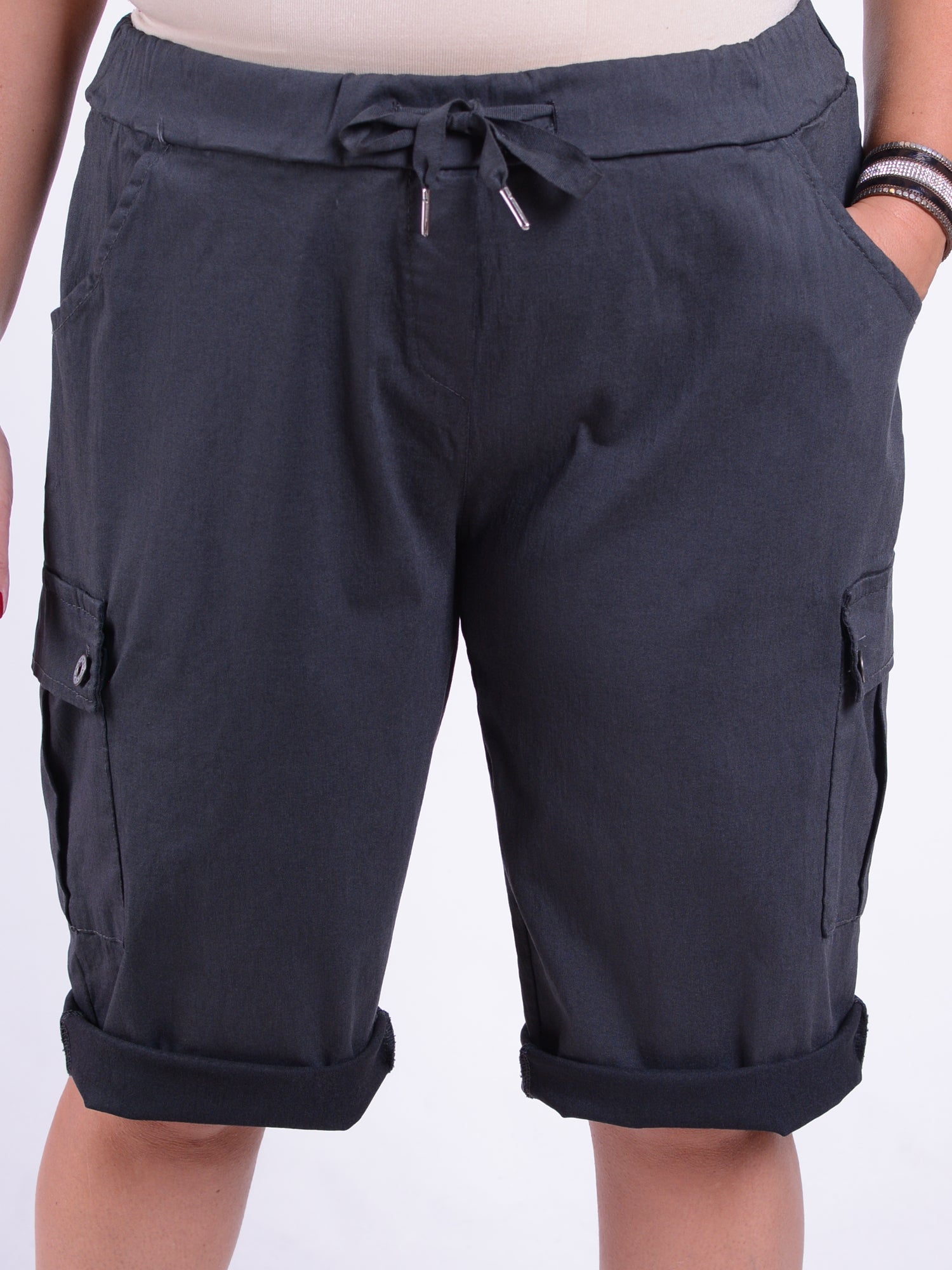Magic Cargo Shorts - 10642A, Shorts, Pure Plus Clothing, Lagenlook Clothing, Plus Size Fashion, Over 50 Fashion