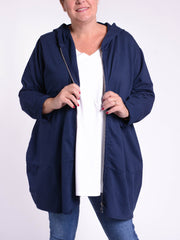 Cotton Hooded Zip up Jacket - 209821, Coats & Jackets, Pure Plus Clothing, Lagenlook Clothing, Plus Size Fashion, Over 50 Fashion