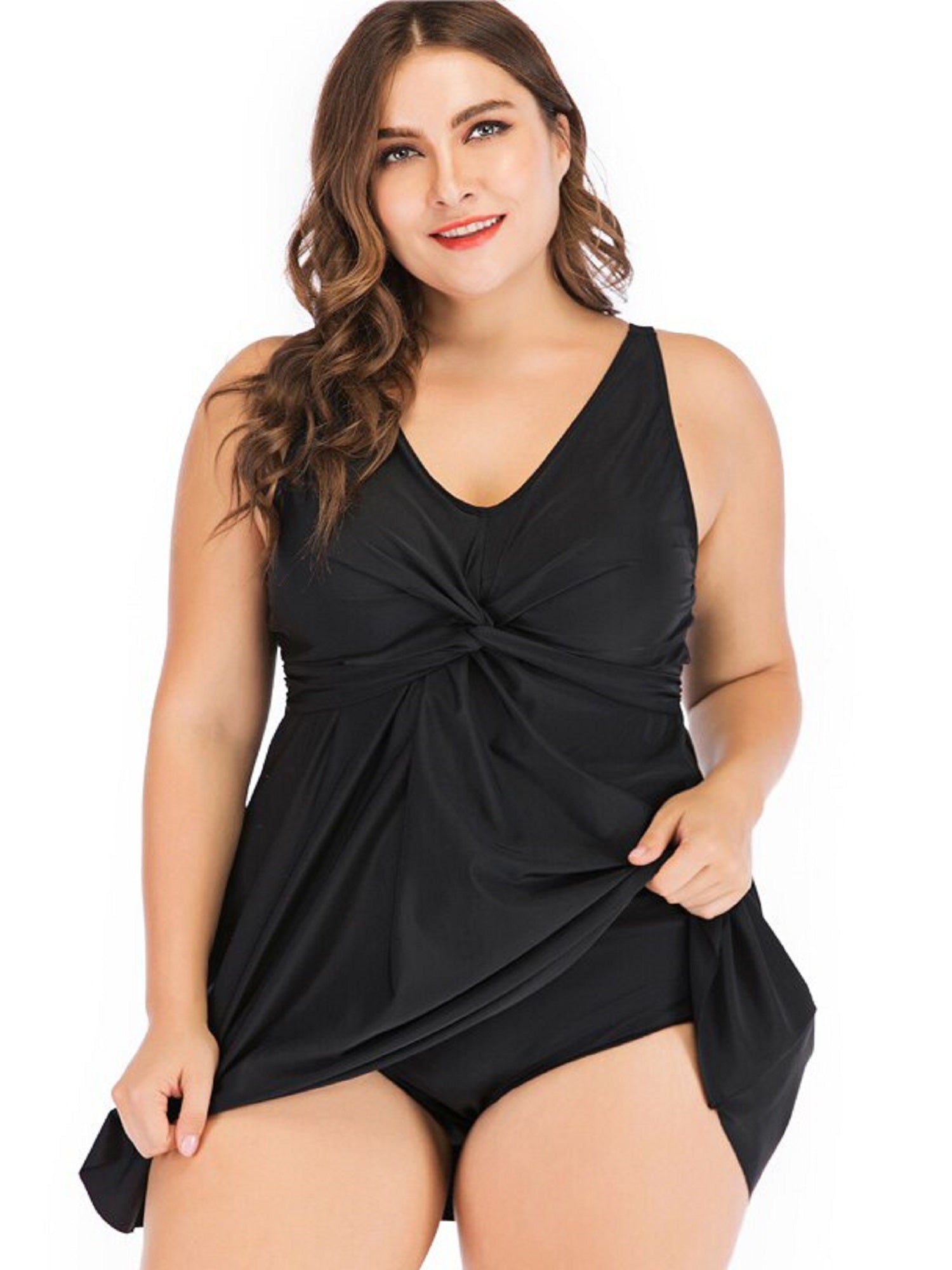 One Piece Swim Dress Costume /Swimsuit with Tummy Control, , Pure Plus Clothing, Lagenlook Clothing, Plus Size Fashion, Over 50 Fashion