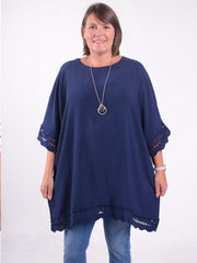 Lagenlook Short Crochet Sleeve Tunic - 0268