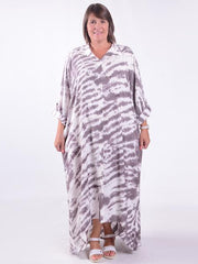 Lagenlook Hi-Lo Tie Dye Shirt Dress - VF8007
