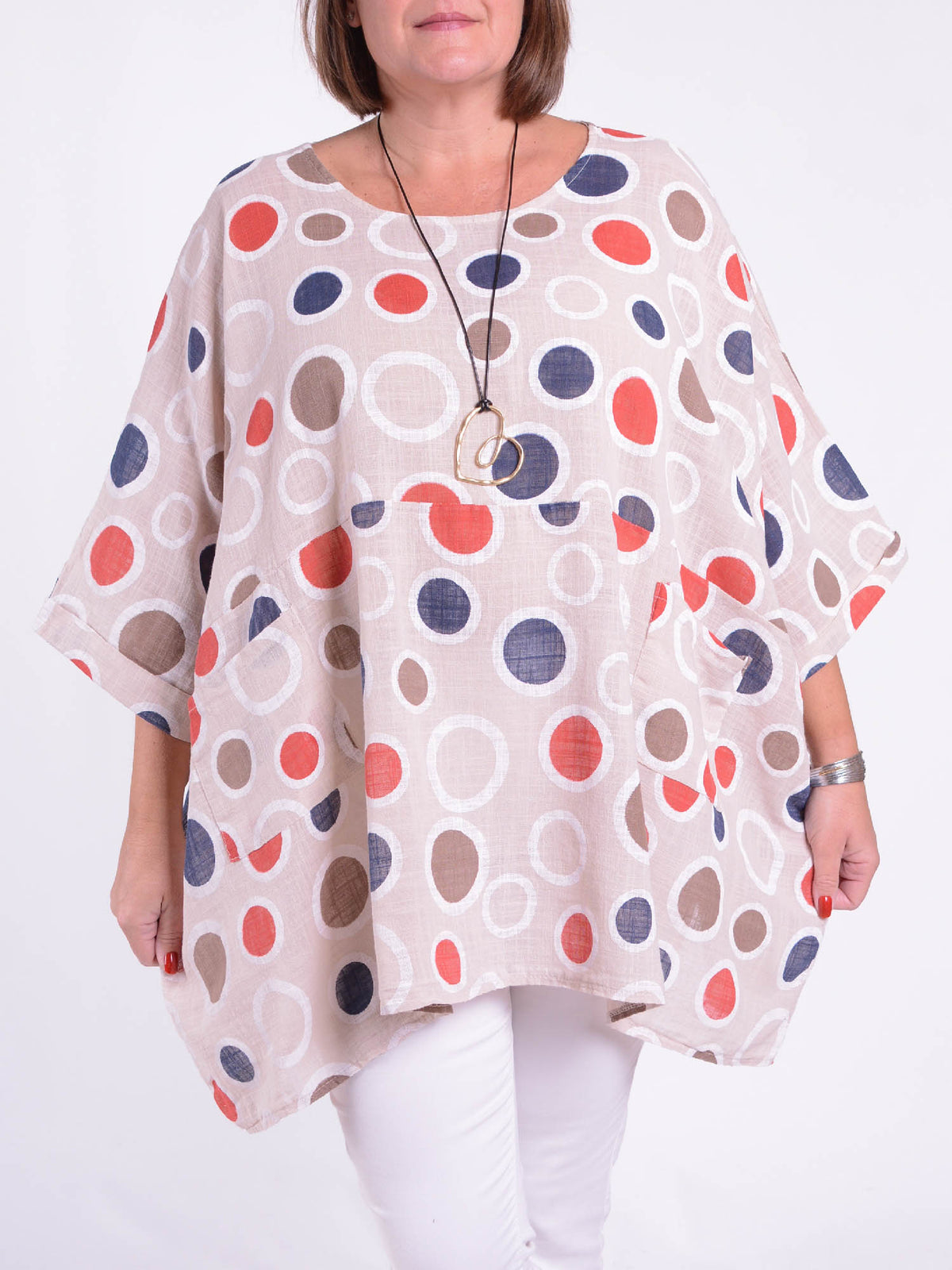 Cotton Tunic - 10077 Spot, Tunic, Pure Plus Clothing, Lagenlook Clothing, Plus Size Fashion, Over 50 Fashion