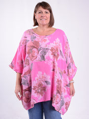Lagenlook Oversized Floral Cotton Tunic - 10077FN, , Pure Plus Clothing, Lagenlook Clothing, Plus Size Fashion, Over 50 Fashion