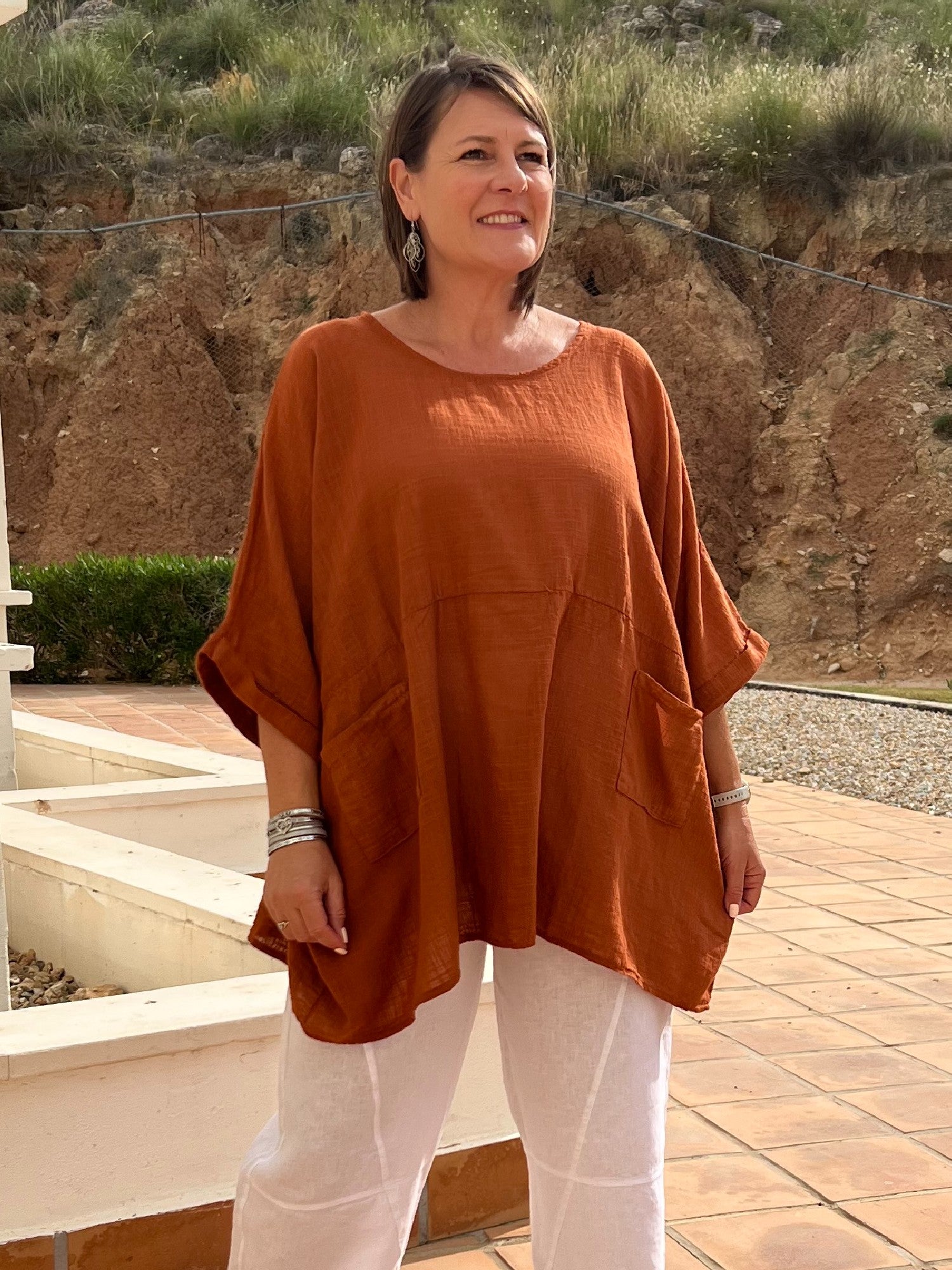 Lagenlook Plain Oversized Tunic - 10077P, , Pure Plus Clothing, Lagenlook Clothing, Plus Size Fashion, Over 50 Fashion