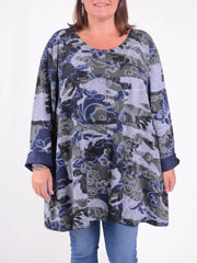 Long Sleeved Stitch Tunic Top - 105151 PATTERNED, Tops & Shirts, Pure Plus Clothing, Lagenlook Clothing, Plus Size Fashion, Over 50 Fashion