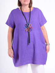 Linen Stitched Tunic - 11513, , Pure Plus Clothing, Lagenlook Clothing, Plus Size Fashion, Over 50 Fashion