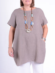 Linen Stitched Tunic - 11513, , Pure Plus Clothing, Lagenlook Clothing, Plus Size Fashion, Over 50 Fashion