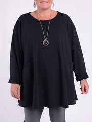 Long Sleeved Cotton Swing Top with pockets - 11924, Tops & Shirts, Pure Plus Clothing, Lagenlook Clothing, Plus Size Fashion, Over 50 Fashion