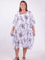 Lagenlook Lightweight Dandelion Cotton Dress with pockets - 12232, , Pure Plus Clothing, Lagenlook Clothing, Plus Size Fashion, Over 50 Fashion