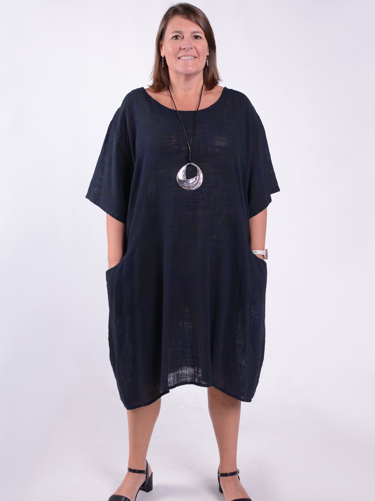 Lagenlook Lightweight Dandelion Cotton Dress with pockets - 12232, , Pure Plus Clothing, Lagenlook Clothing, Plus Size Fashion, Over 50 Fashion