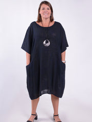 Lagenlook Lightweight Dandelion Cotton Dress with pockets - 12232, , Pure Plus Clothing, Lagenlook Clothing, Plus Size Fashion, Over 50 Fashion