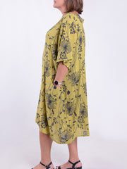 Lagenlook Lightweight Dandelion Cotton Dress with pockets - 12232, , Pure Plus Clothing, Lagenlook Clothing, Plus Size Fashion, Over 50 Fashion