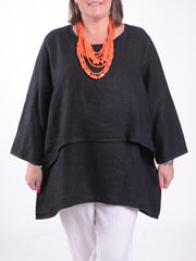 Lagenlook Double Layer Linen Tunic - 12237, Tunic, Pure Plus Clothing, Lagenlook Clothing, Plus Size Fashion, Over 50 Fashion