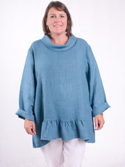 Cowl Neck Linen Tunic - 12248