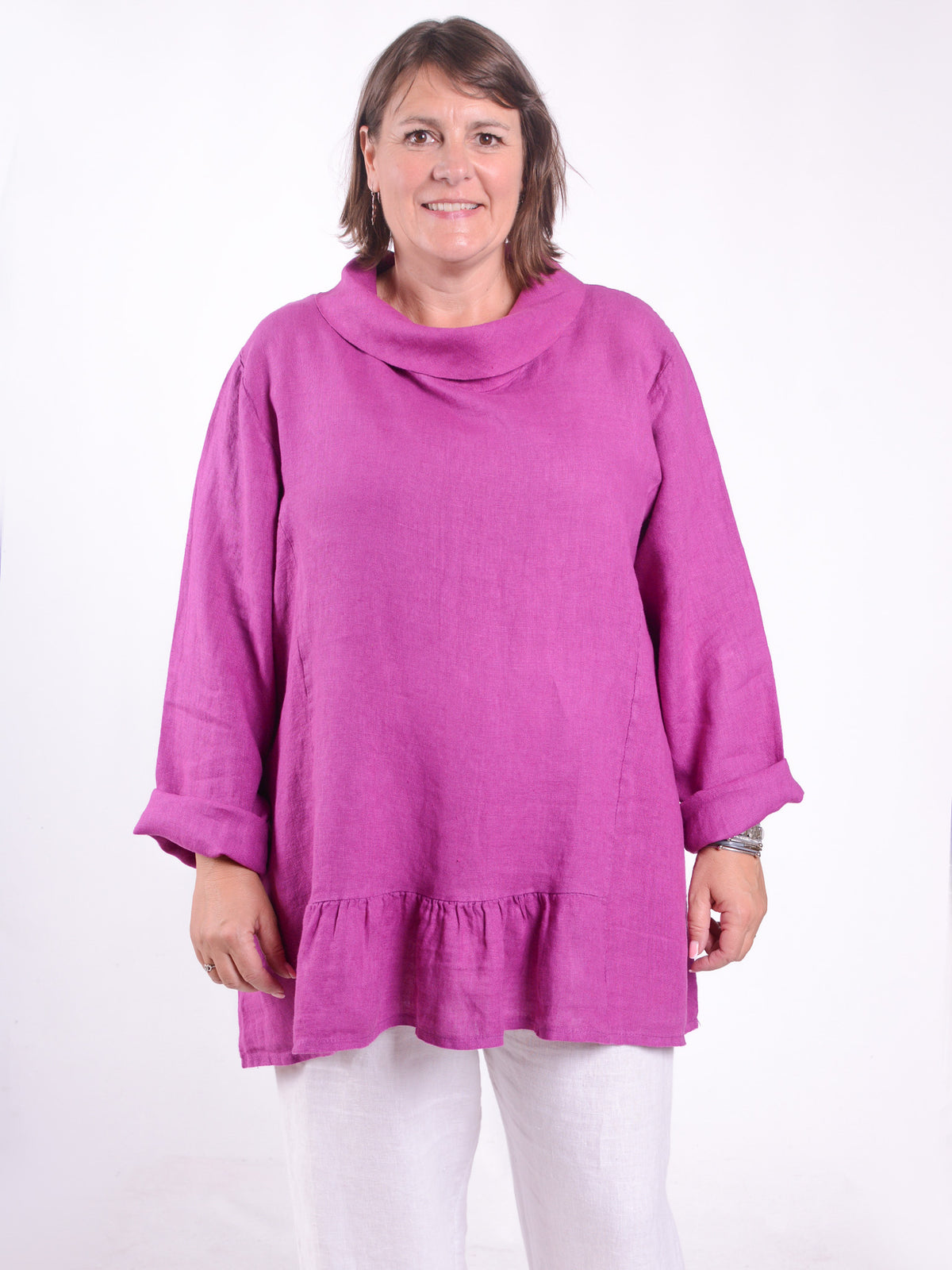 Cowl Neck Linen Tunic - 12248