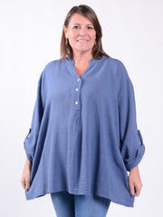 Lightweight Tunic Blouse with Roll Sleeves - 12527, , Pure Plus Clothing, Lagenlook Clothing, Plus Size Fashion, Over 50 Fashion