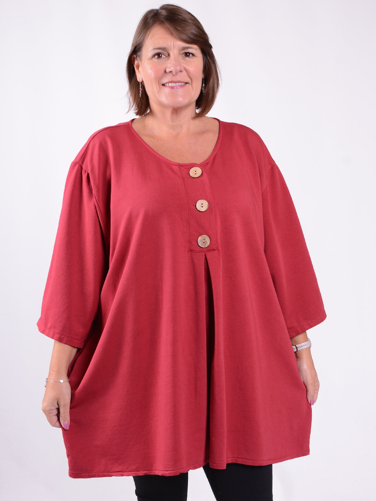 Lagenlook Jersey Cotton Button Tunic - 12551 C, , Pure Plus Clothing, Lagenlook Clothing, Plus Size Fashion, Over 50 Fashion