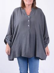 Lightweight Tunic Blouse with Roll Sleeves - 12527, , Pure Plus Clothing, Lagenlook Clothing, Plus Size Fashion, Over 50 Fashion