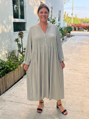 Lagenlook Cotton Dress with Pockets - 12573, , Pure Plus Clothing, Lagenlook Clothing, Plus Size Fashion, Over 50 Fashion