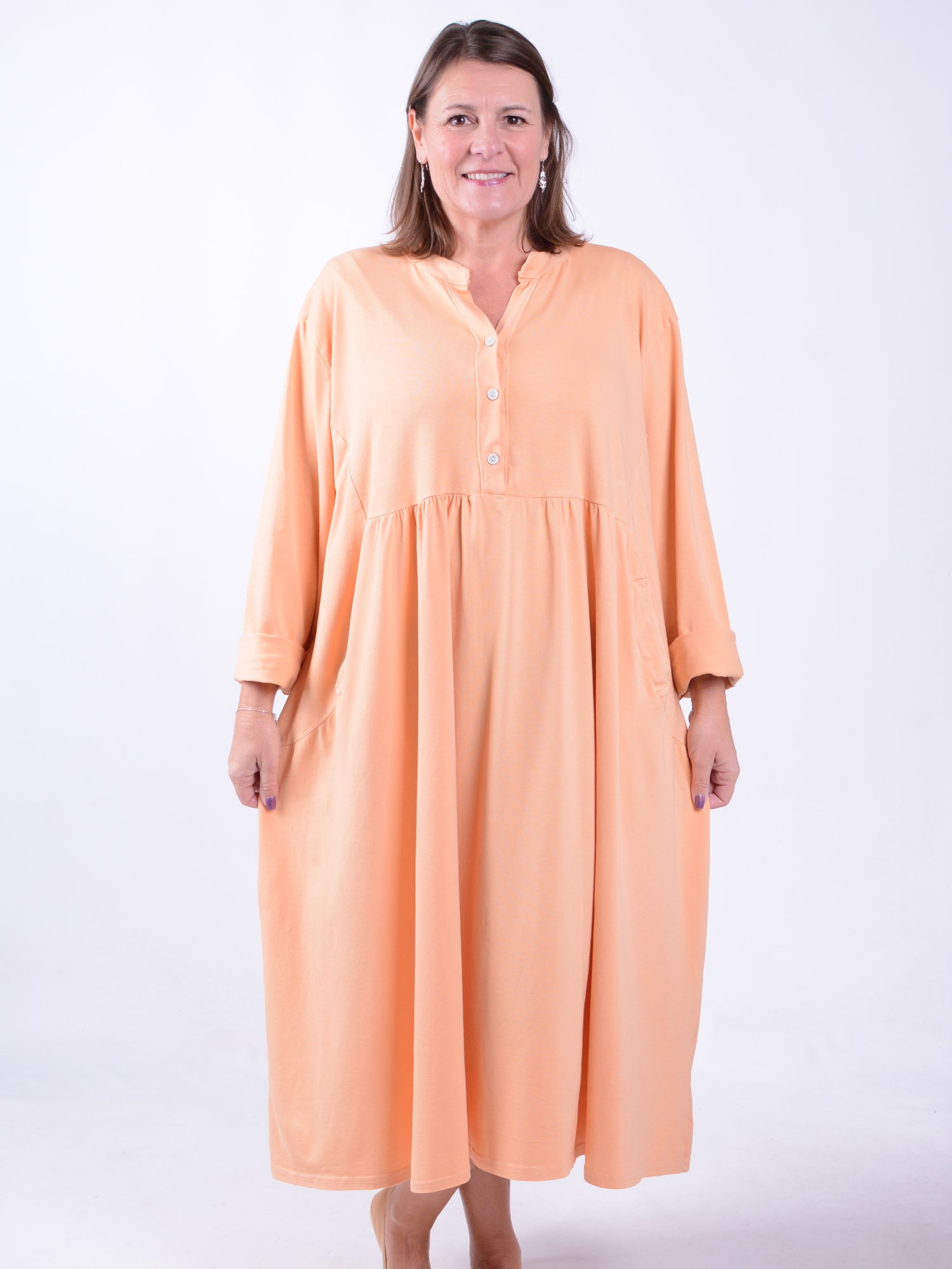 Lagenlook Cotton Dress with Pockets - 12573, , Pure Plus Clothing, Lagenlook Clothing, Plus Size Fashion, Over 50 Fashion
