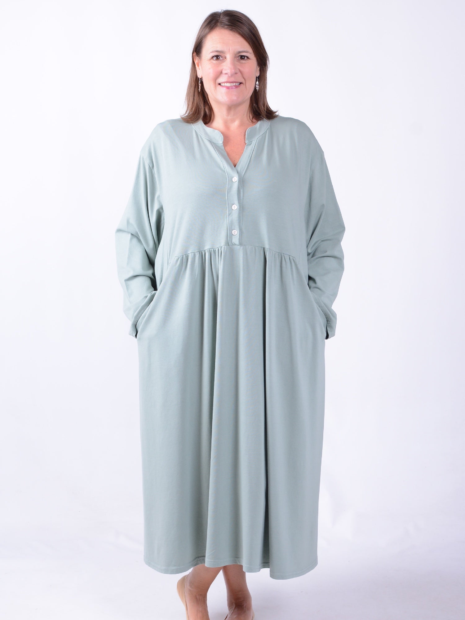 Lagenlook Cotton Dress with Pockets - 12573, , Pure Plus Clothing, Lagenlook Clothing, Plus Size Fashion, Over 50 Fashion