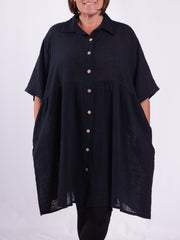 Lightweight Cotton Button Through Tunic Dress - 13150