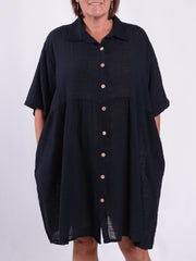Lightweight Cotton Button Through Tunic Dress - 13150