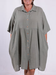 Lightweight Cotton Button Through Tunic Dress - 13150
