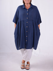 Lightweight Cotton Button Through Tunic Dress - 13150