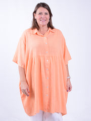 Lightweight Cotton Button Through Tunic Dress - 13150, , Pure Plus Clothing, Lagenlook Clothing, Plus Size Fashion, Over 50 Fashion