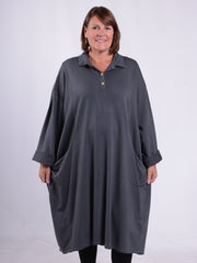 Lagenlook Shirt Dress With Pockets - 13152