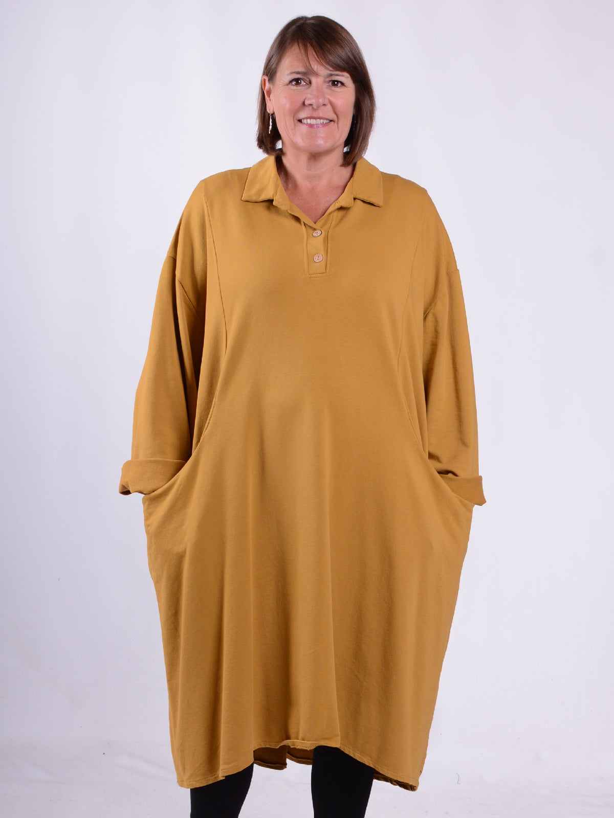 Lagenlook Shirt Dress With Pockets - 13152, Dresses, Pure Plus Clothing, Lagenlook Clothing, Plus Size Fashion, Over 50 Fashion