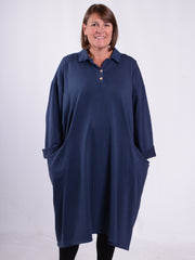 Lagenlook Shirt Dress With Pockets - 13152