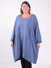 Lagenlook Long Tunic Dress Cotton - 13185