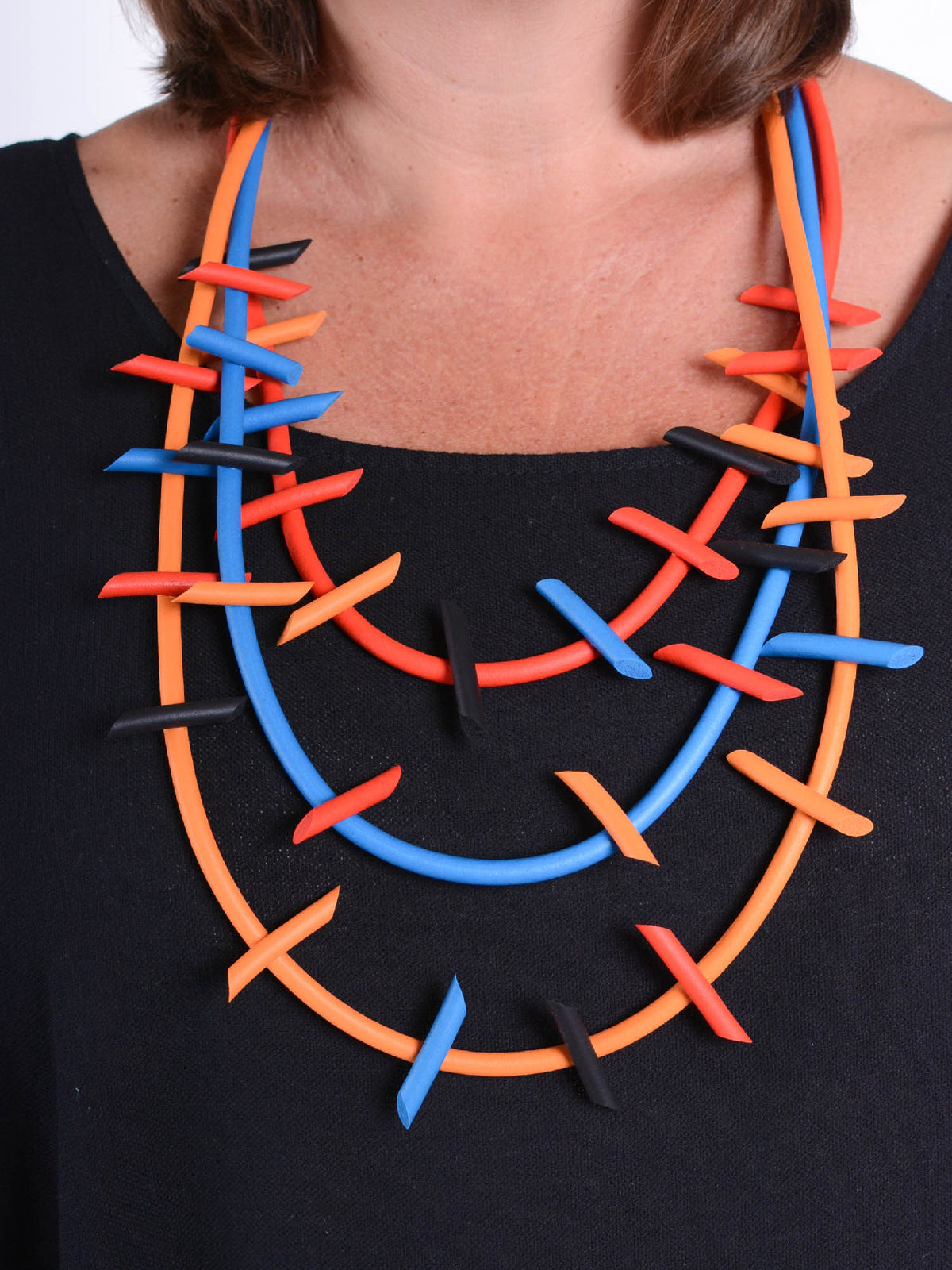 Lagenlook Funky Rubber Necklace - 33473, , Pure Plus Clothing, Lagenlook Clothing, Plus Size Fashion, Over 50 Fashion