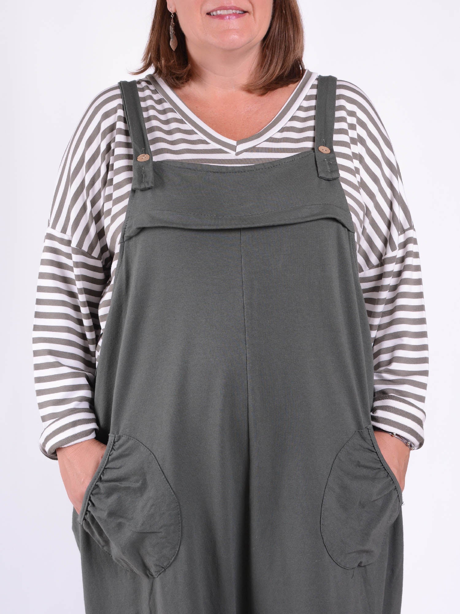 Lagenlook Cotton Dungarees - 8334/11905, Trousers, Pure Plus Clothing, Lagenlook Clothing, Plus Size Fashion, Over 50 Fashion