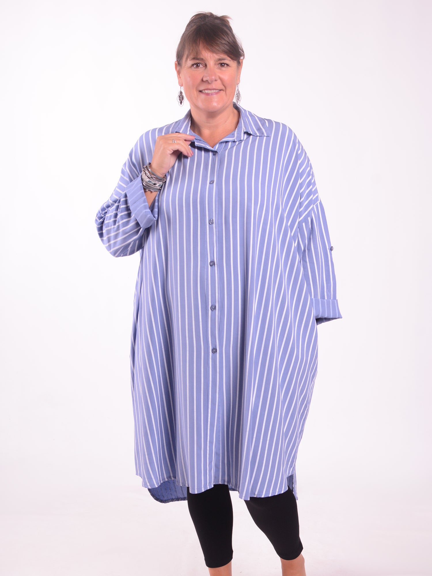 Lagenlook Striped Shirt Dress - 20686, Dresses, Pure Plus Clothing, Lagenlook Clothing, Plus Size Fashion, Over 50 Fashion