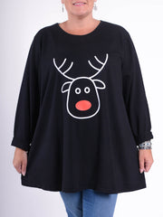 Cotton Swing Top Round Neck Long Sleeve - 20516 RUDOLPH, Tops & Shirts, Pure Plus Clothing, Lagenlook Clothing, Plus Size Fashion, Over 50 Fashion