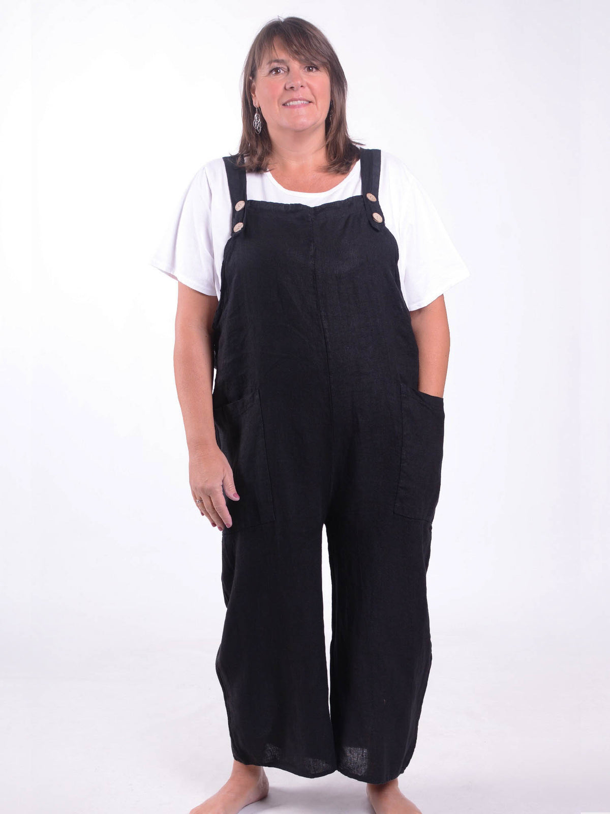 Lagenlook Linen Dungarees - 9251, , Pure Plus Clothing, Lagenlook Clothing, Plus Size Fashion, Over 50 Fashion