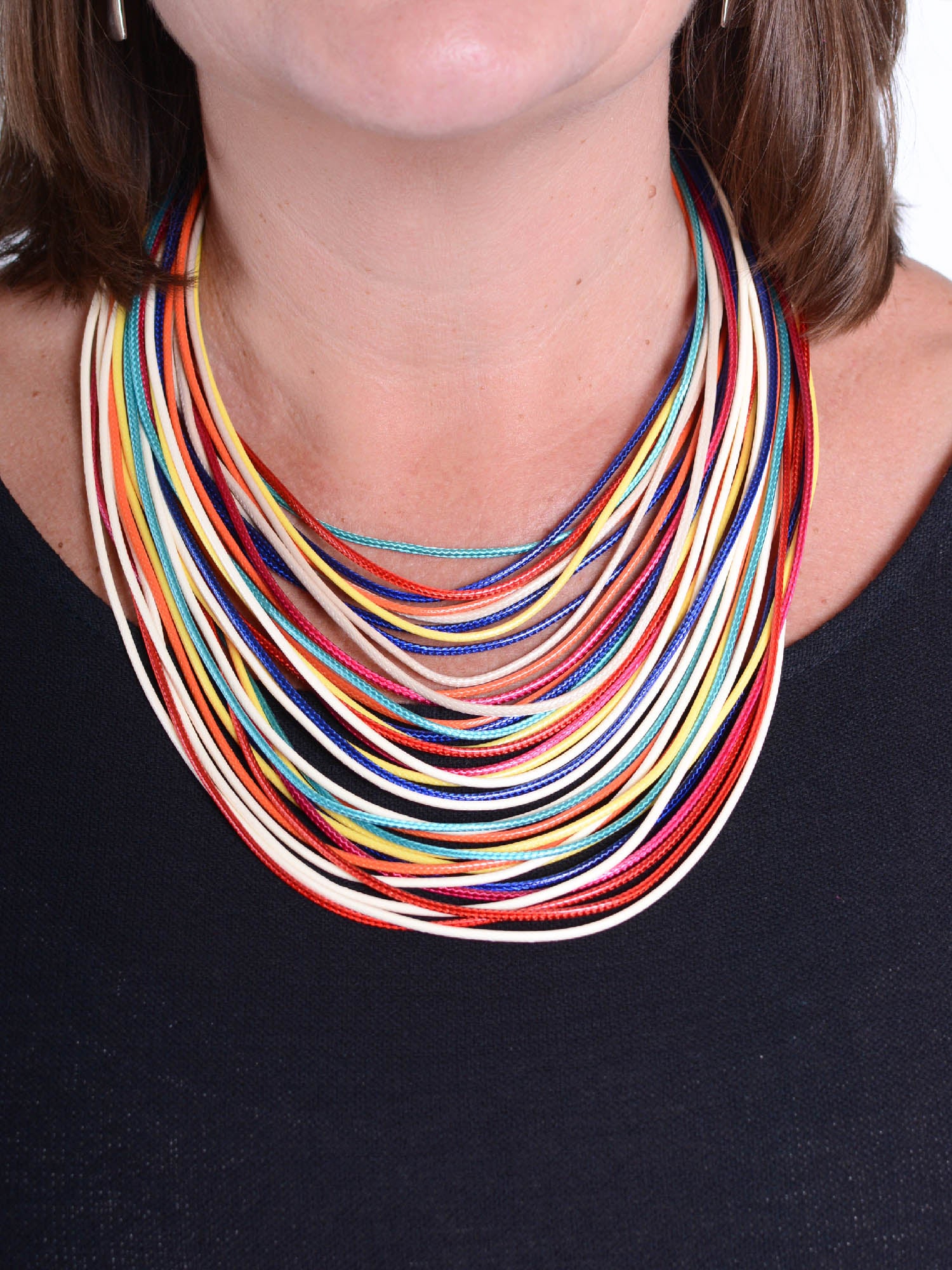 Lagenlook Layered Multi colour strand necklace - 01508, , Pure Plus Clothing, Lagenlook Clothing, Plus Size Fashion, Over 50 Fashion