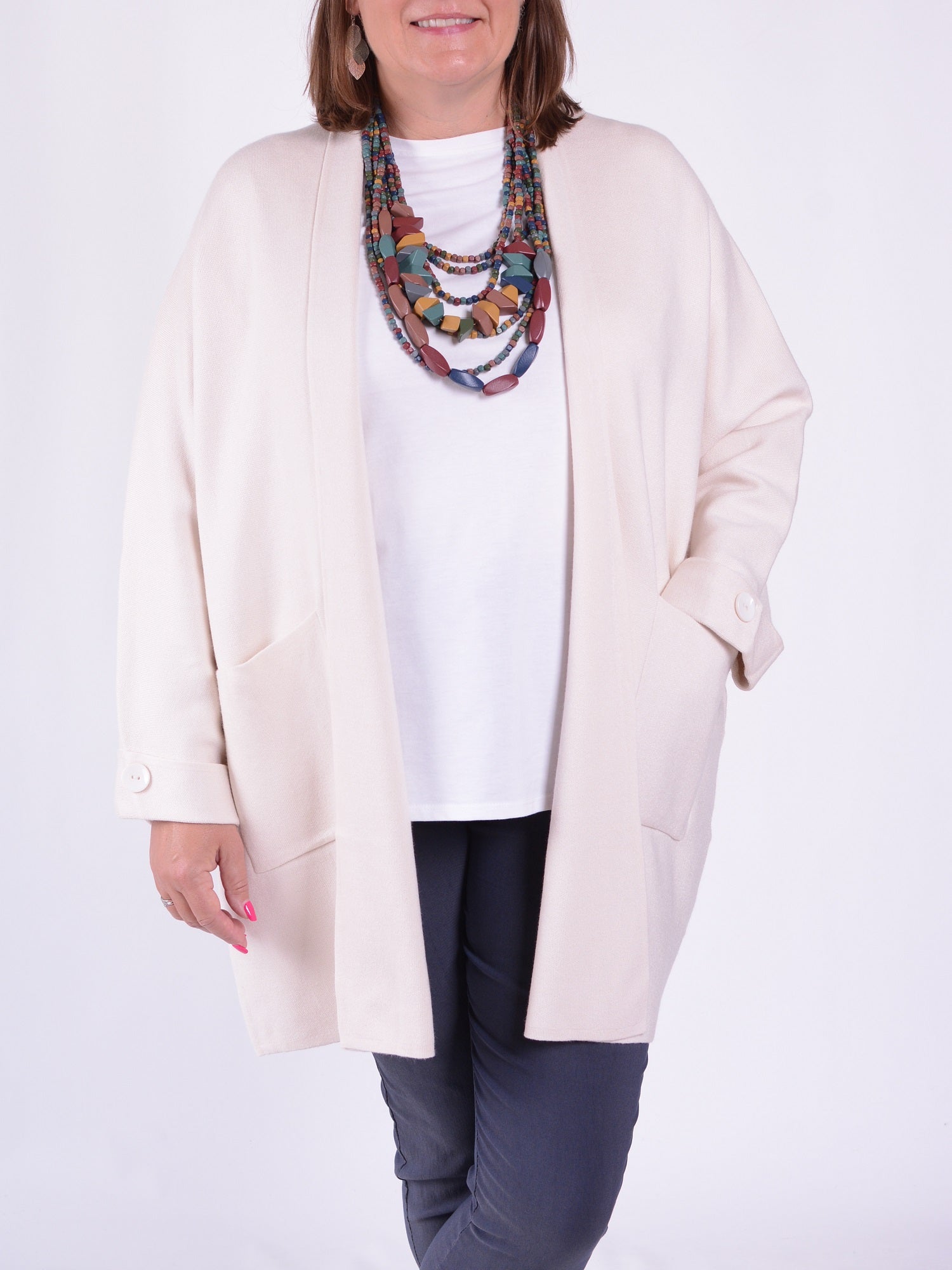 Lagenlook Open Front Cardigan - C2, Jumpers & Cardigans, Pure Plus Clothing, Lagenlook Clothing, Plus Size Fashion, Over 50 Fashion