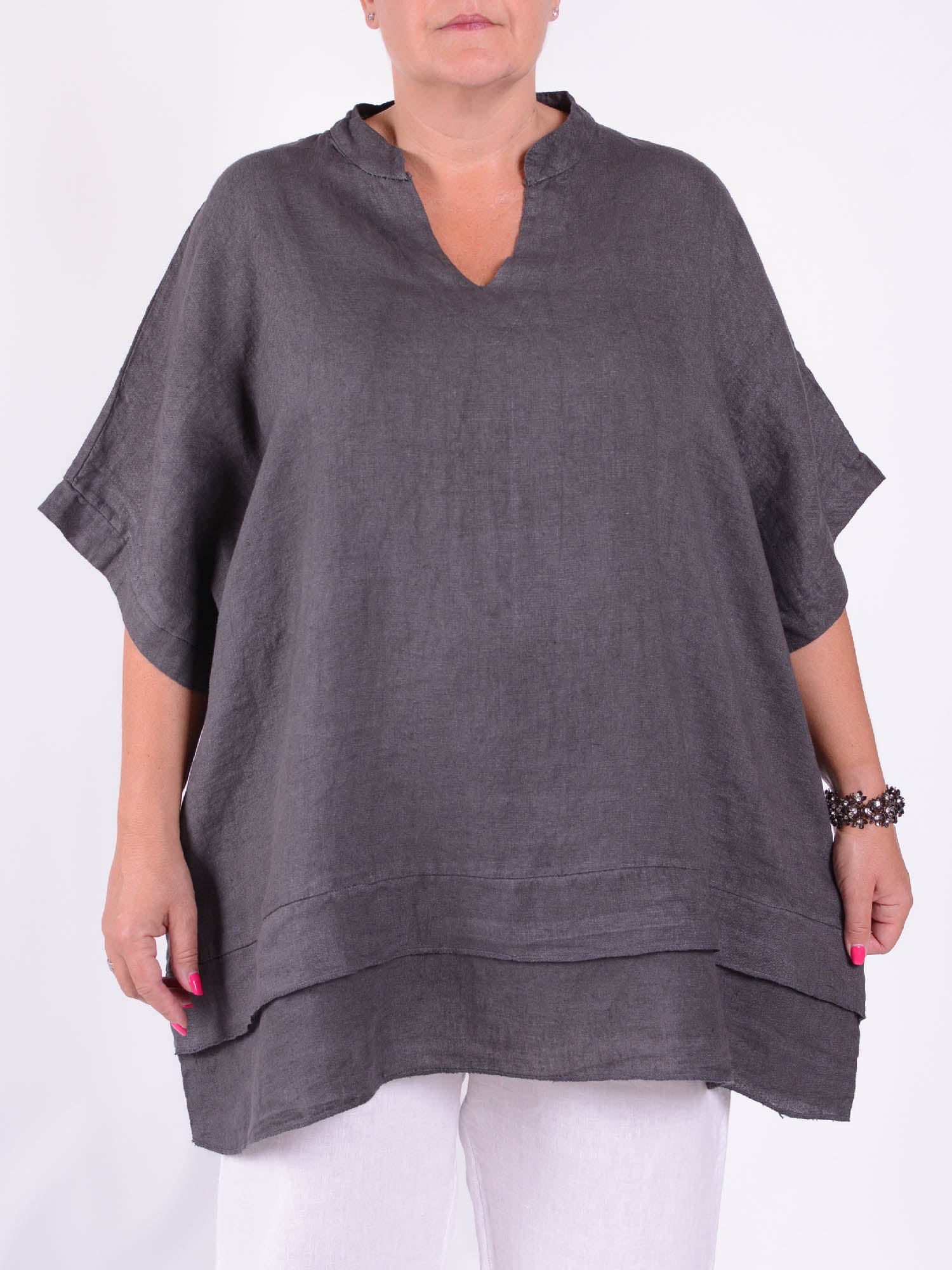 Lagenlook Linen Tunic with Pockets - 11904, , Pure Plus Clothing, Lagenlook Clothing, Plus Size Fashion, Over 50 Fashion