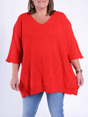 Stitched V Jumper - P34, Jumpers & Cardigans, Pure Plus Clothing, Lagenlook Clothing, Plus Size Fashion, Over 50 Fashion