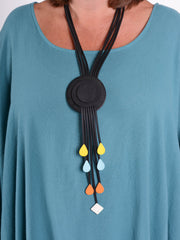 Lagenlook Bohemian Rubber and Wood necklace - 24253, Necklaces & Pendants, Pure Plus Clothing, Lagenlook Clothing, Plus Size Fashion, Over 50 Fashion