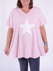 Basic Cotton Swing T Shirt  V Neck - 10520 STAR, Tops & Shirts, Pure Plus Clothing, Lagenlook Clothing, Plus Size Fashion, Over 50 Fashion
